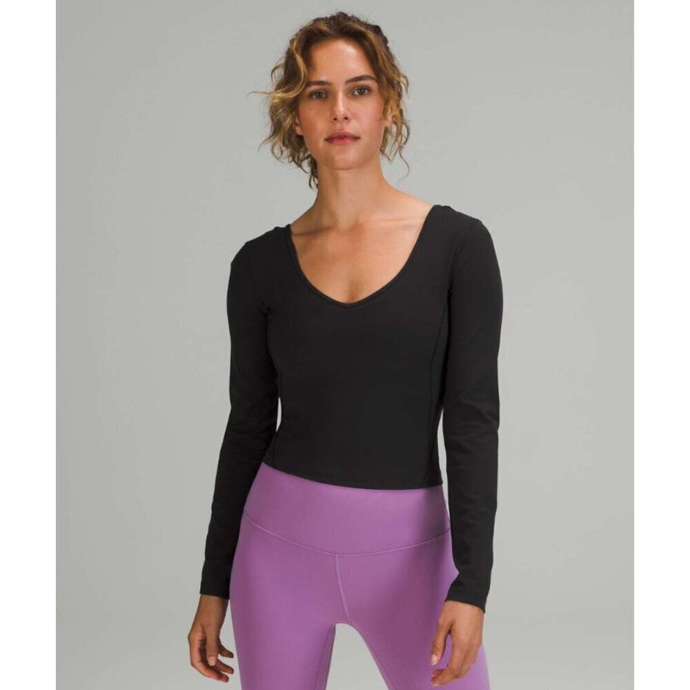 Lululemon Align Long Sleeve Shirt Black Size 4 V Neck